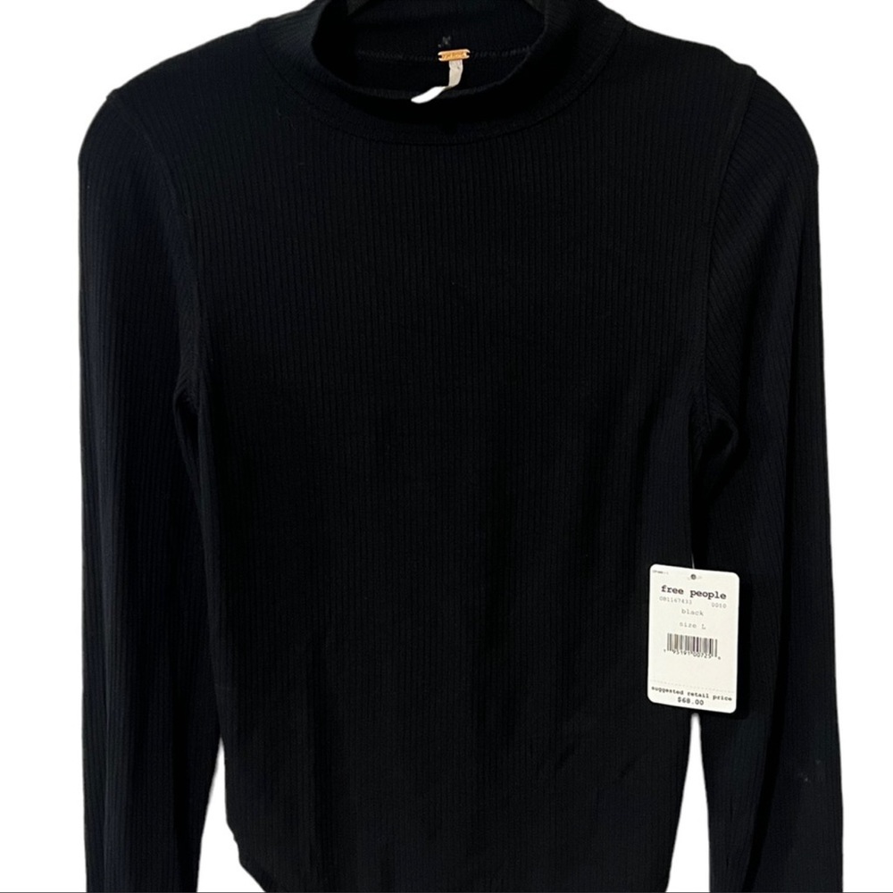 Free people edge of town black backless tie turtle neck top - Picture 4 of 5